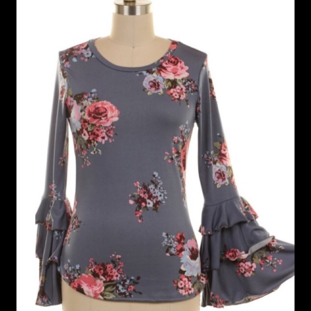 Grey Ruffle sleeve